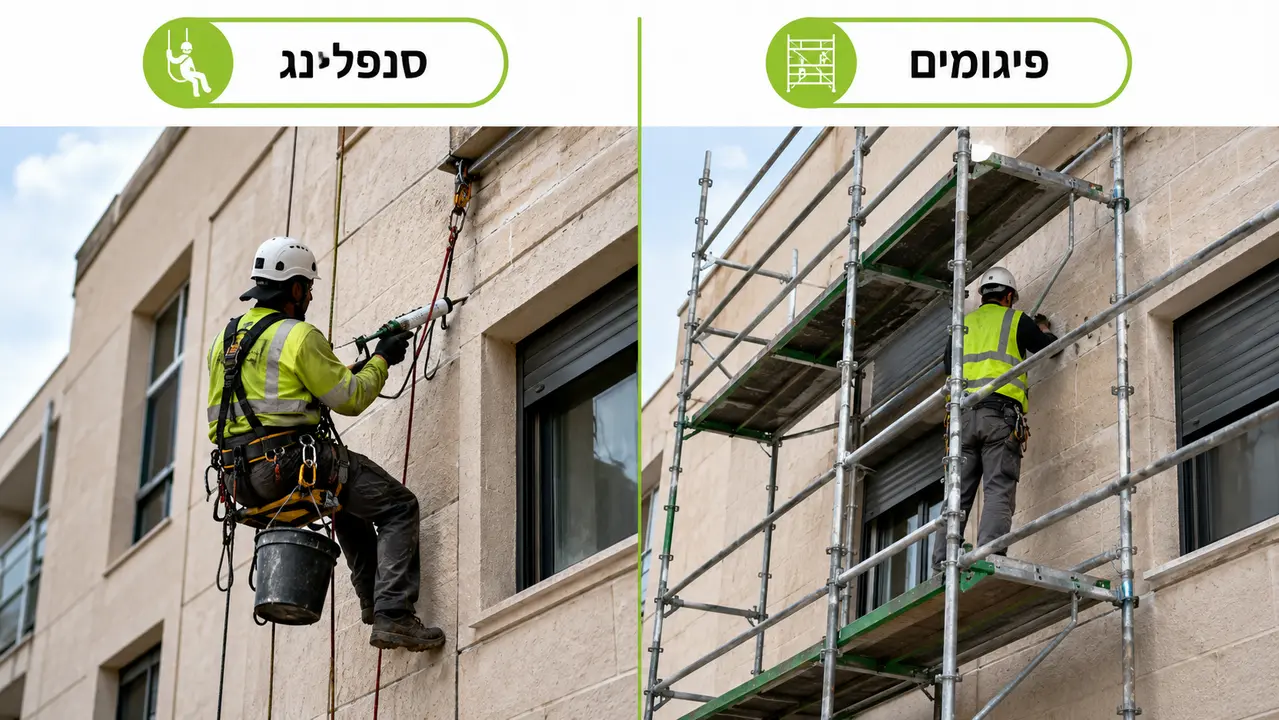 האם אפשר לבצע איטום קירות חיצוניים בסנפלינג במקום פיגומים?