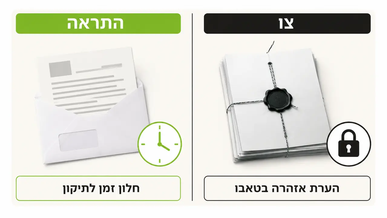 מה ההבדל בין התראה על מבנה מסוכן לבין צו בפועל?