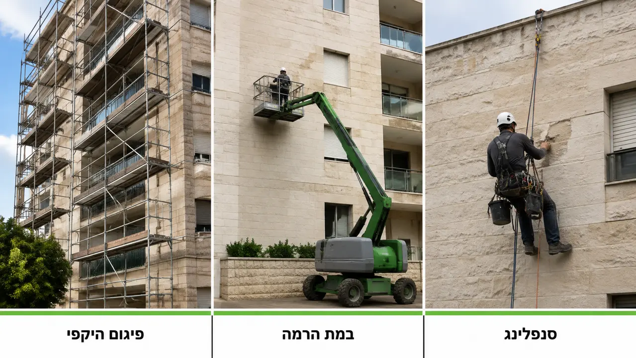 פיגומים, במות הרמה או סנפלינג לשיקום חזית?