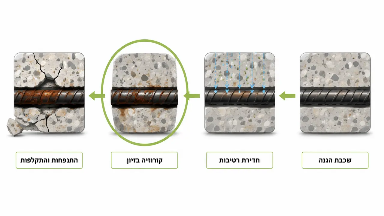 למה ברזל הזיון מחליד בתוך הבטון?