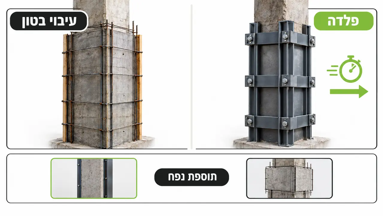 מהו חיזוק עמודים באמצעות פלדה ומתי בוחרים בו?